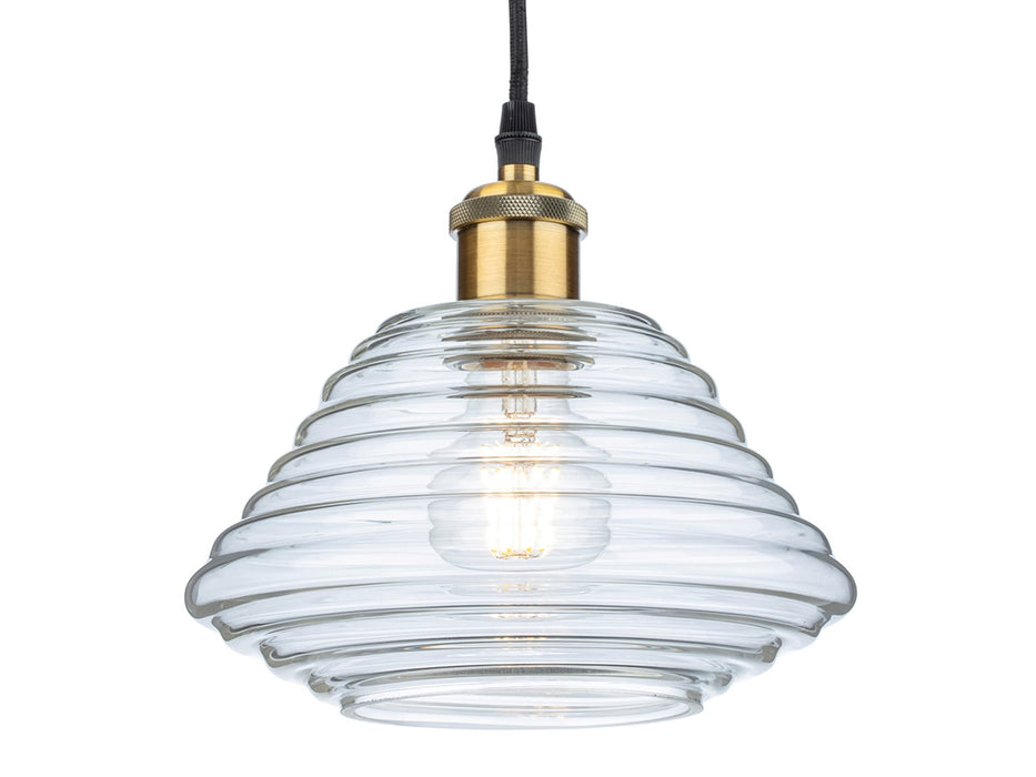 Logan Pendant - Antique Brass with Clear Glass