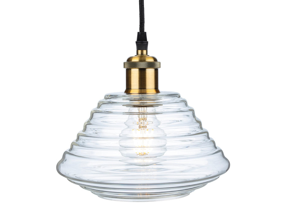 Logan Pendant - Antique Brass with Clear Glass