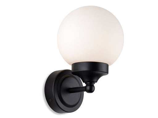 Louis Wall Light - Black with Opal White Glass