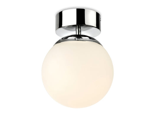 Brook LED Flush Ceiling Fitting - Chrome with Opal White Glass 