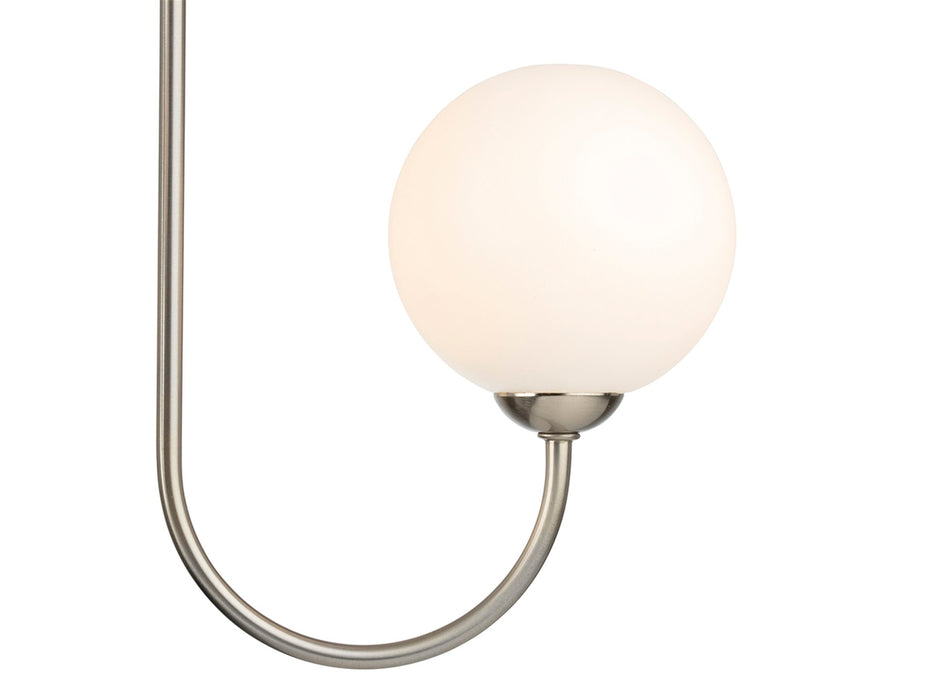 Lyndon 3 Light Flush Ceiling Fitting - Brushed Steel with Opal White Glass