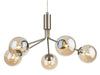 Montana 5 Light Fitting - Antique Brass with Amber Glass