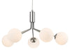 Montana 5 Light Fitting - Brushed Steel with Opal White Glass