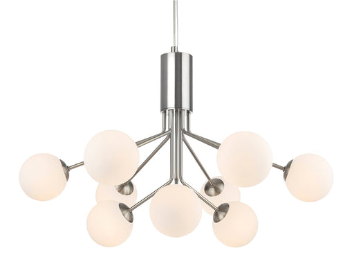 Montana 9 Light Fitting - Brushed Steel with Opal White Glass 