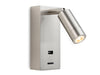 Clifton LED Wall Light with USB Port - Brushed Steel