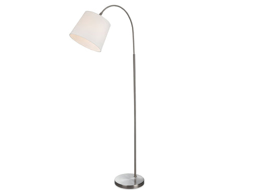 Tower Floor Lamp - Brushed Steel with Cream Shade 