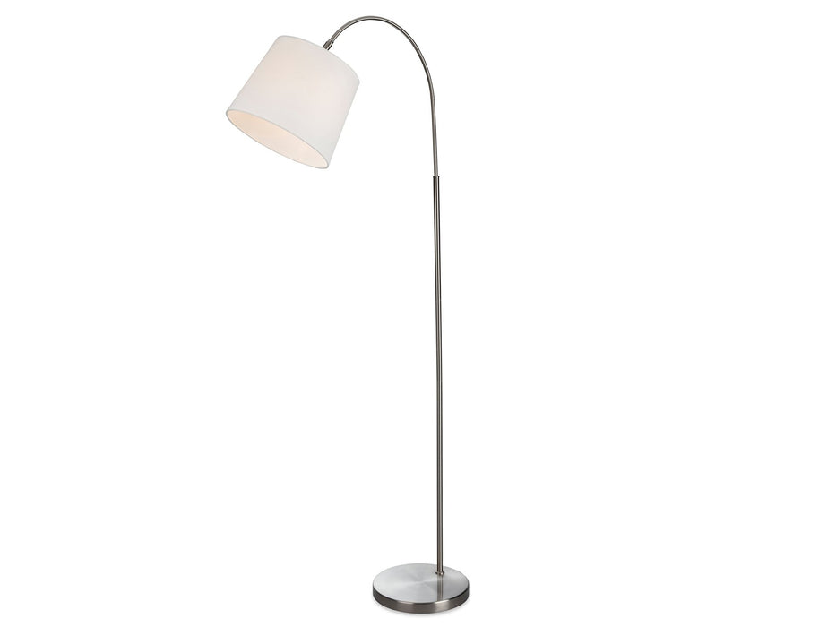 Tower Floor Lamp - Brushed Steel with Cream Shade 