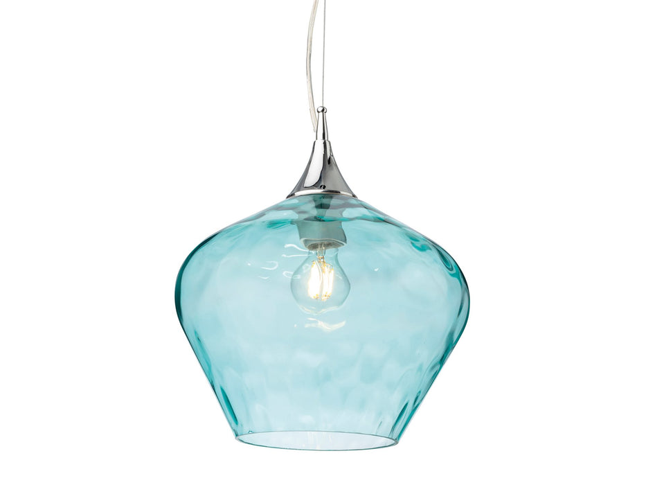 Titan Pendant - Chrome with Aqua Glass