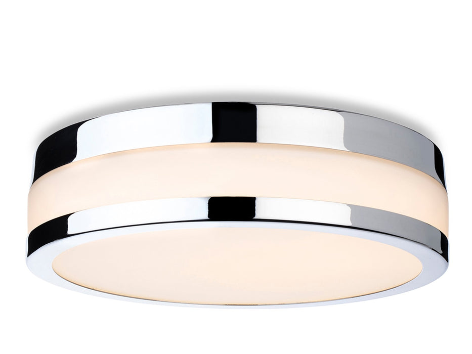 Marnie LED Flush Ceiling Fitting - Chrome with Opal White Glass - 220mm