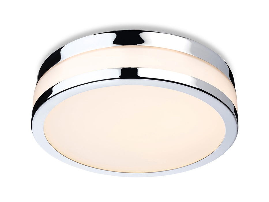 Marnie LED Flush Ceiling Fitting - Chrome with Opal White Glass - 220mm