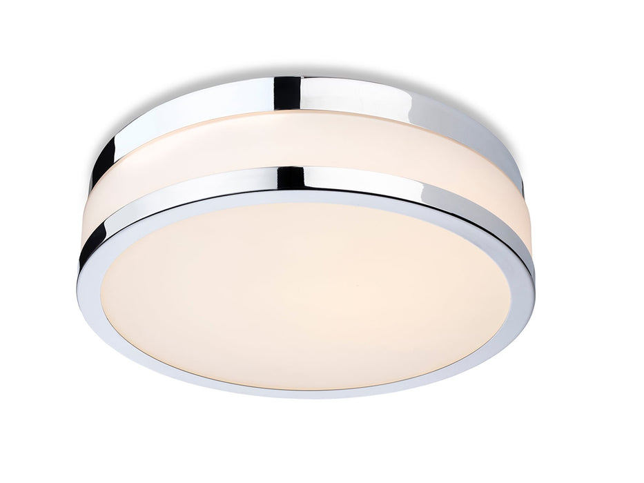 Marnie LED Flush Ceiling Fitting - Chrome with Opal White Glass - 290mm