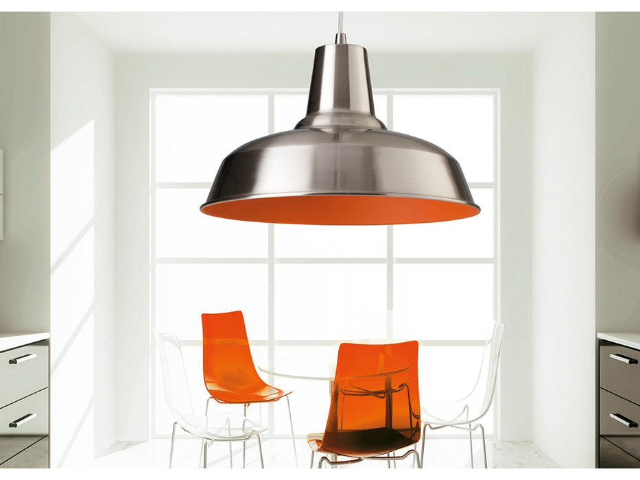 Smart Pendant - Brushed Steel with Orange Inside