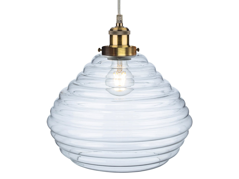 Orla Pendant - Antique Brass with Clear Glass