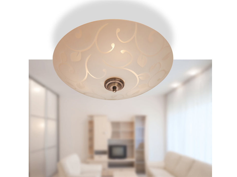 Sadie Semi Flush Ceiling Fitting - Opal Glass with Decorative Pattern