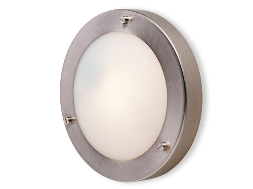 Rondo Wall / Flush Ceiling Fitting - Brushed Steel with Opal Glass 