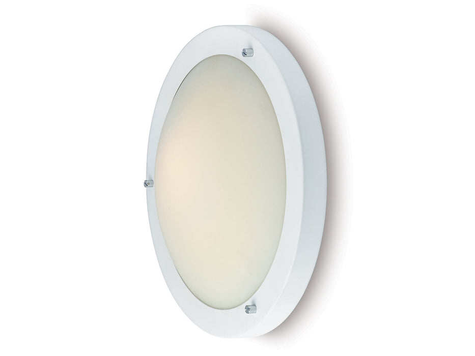 Rondo Flush Ceiling Fitting / Wall Light - Matt White with Opal Glass