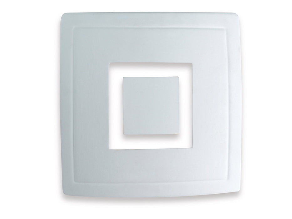 Ceramic Wall Light - Unglazed with Acid White Glass - Square with Cut Out