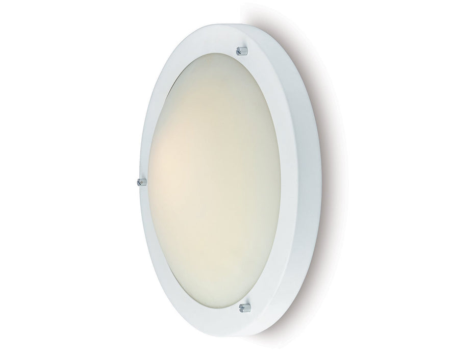 Rondo LED Flush Ceiling Fitting / Wall Light - Matt White with Opal Glass