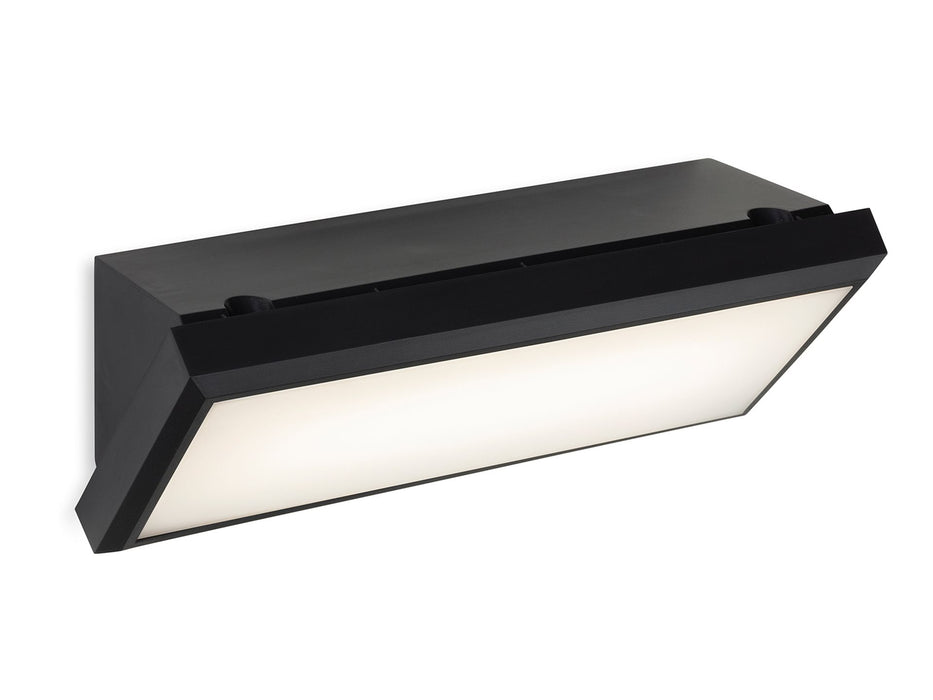 Nitro LED Resin Wall Light - Black with White Polycarbonate Diffuser - 265mm