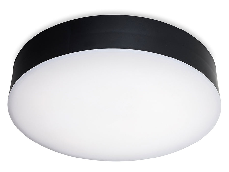 Glaze LED Resin Flush Ceiling Fitting  - Black with White Polycarbonate Diffuser