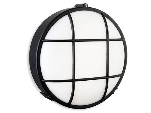 Lewis LED Resin Bulkhead - Round - Black with White Polycarbonate Diffuser