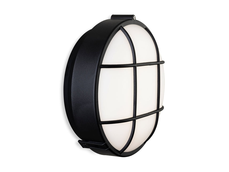 Lewis LED Resin Bulkhead - Round - Black with White Polycarbonate Diffuser