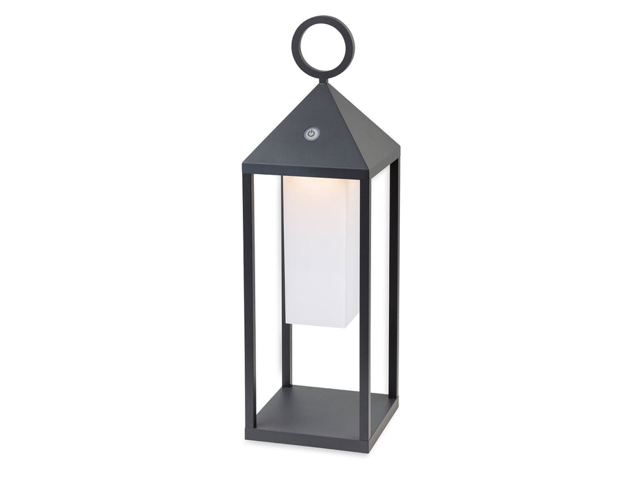 Aruba LED Table / Floor Lantern - Graphite with Opal Diffuser