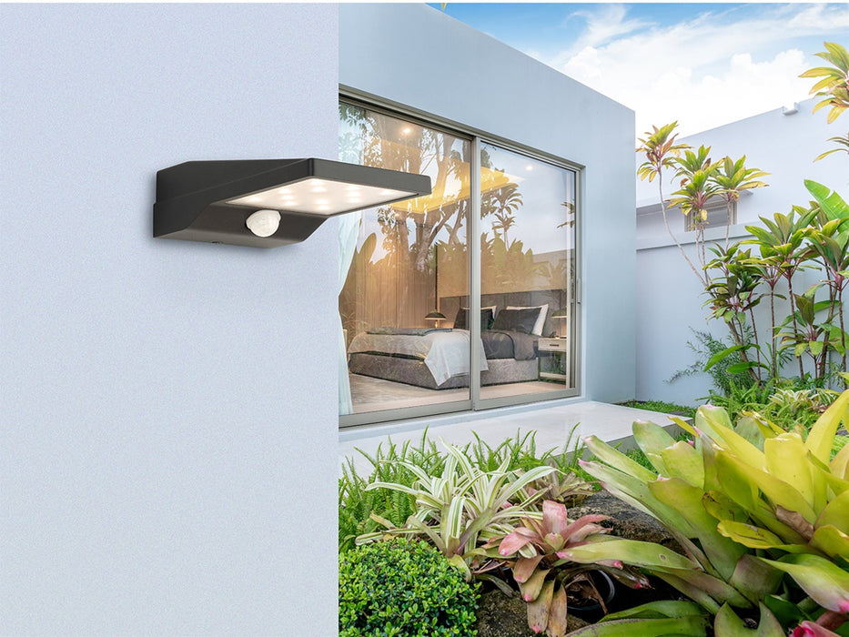 Cyrus LED Solar Wall Light with PIR - Graphite