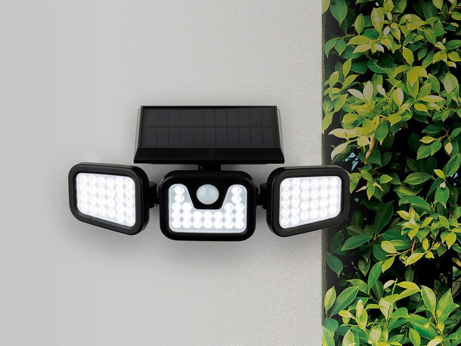 Avenue LED Solar Security Wall Light with PIR - Black