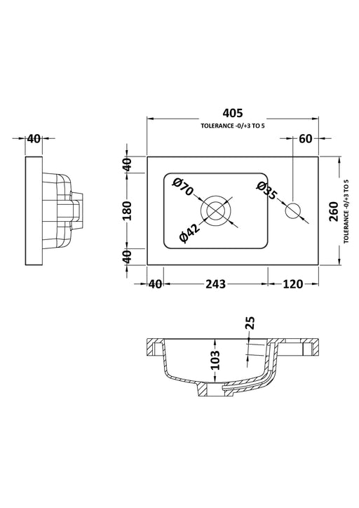 400mm Compact Basin Dimensions