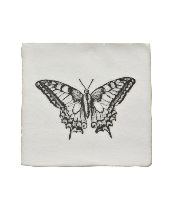 Box of Minton Hollins White Crackle Engraving - Butterfly