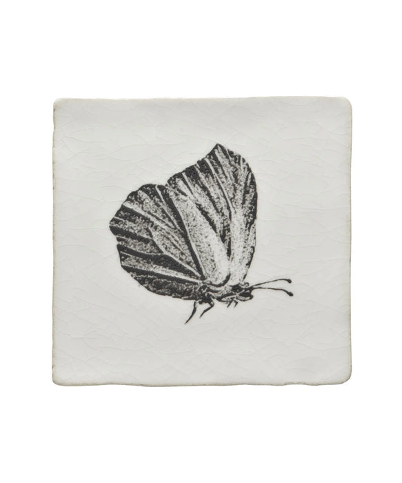 Box of Minton Hollins White Crackle Engraving - Butterfly