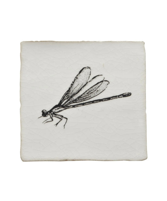 Box of Minton Hollins White Crackle Engraving - Dragonfly