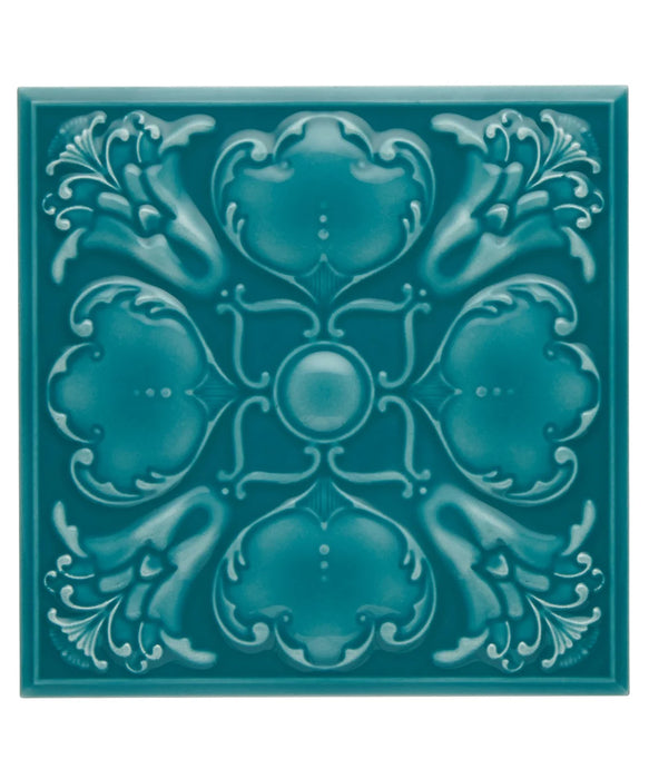 Minton Hollins Roker Teal Ripple Decor Tile