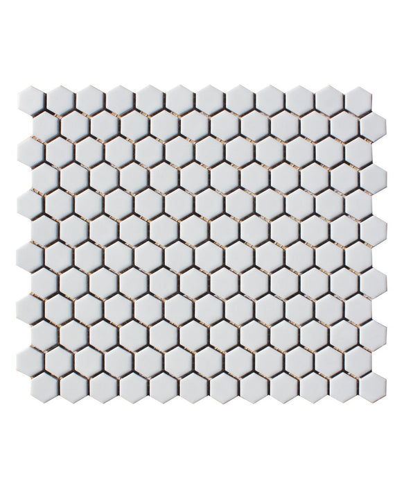 Shapes Hexagon Matt White Mosaic Tile