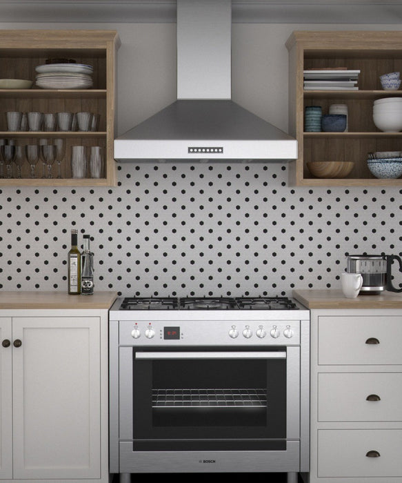 Shapes Hexagon Matt White Black Mosaic Tile