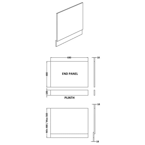 700mm Straight Bath End Panel & Plinth