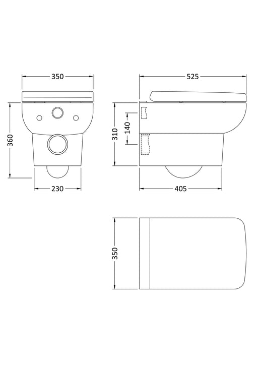 Arlo Wall Hung Pan & Seat Dimensions