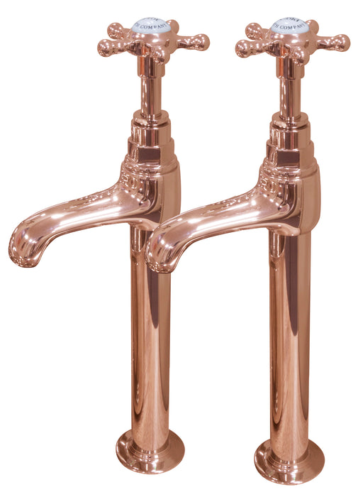 Hurlingham Crosshead Tall Bathroom Basin Pillar Taps