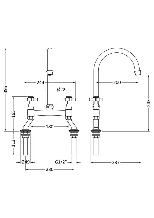 Bridge Sink Mixer Crosshead Dimensions