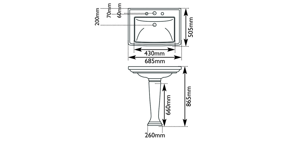 Hurlingham Chichester Ceramic Bathroom Wash Basin