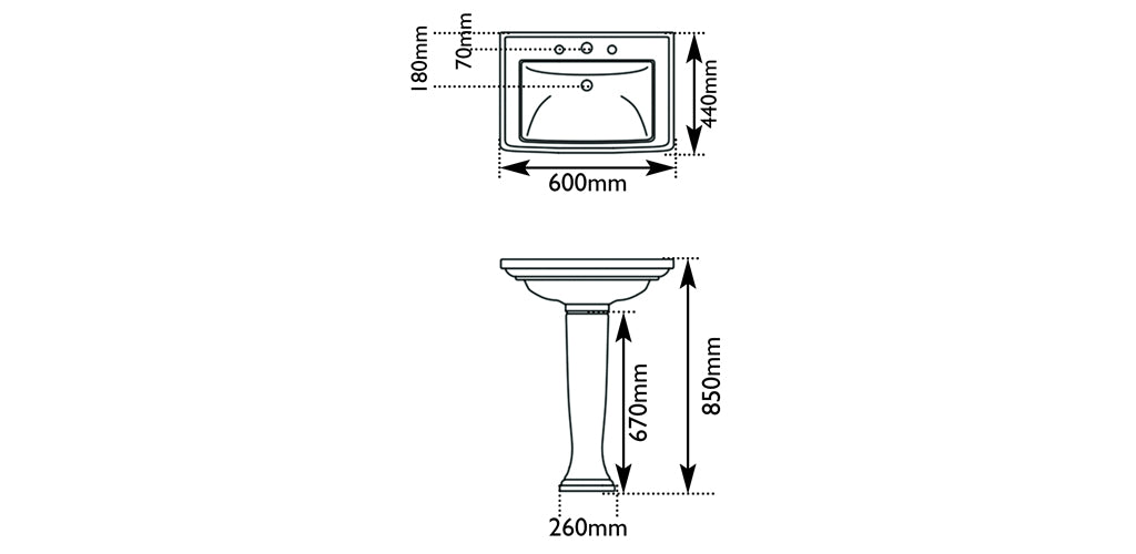 Hurlingham Chichester Ceramic Bathroom Wash Basin