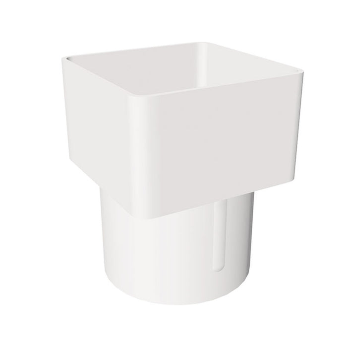 White Freefoam Square to Round Down Pipe Adapter