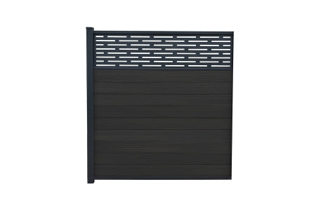 Composite Fence Kit - Piranha Black Carbon with Horizontal Trellis - 6ft In-Ground