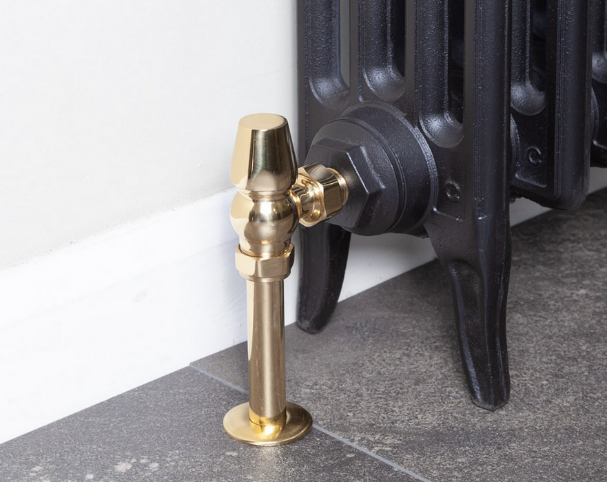 Carron Angled Kingsgrove Thermostatic Radiator Valve- Lacquered Brass