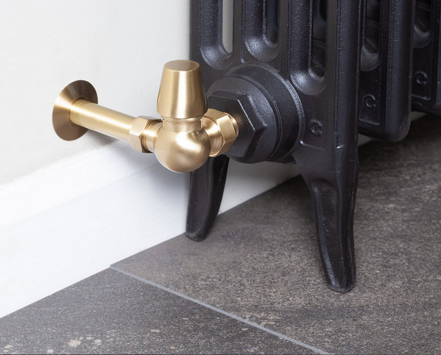 Carron Corner Kingsgrove Thermostatic Radiator Valve- Lacquered Brushed Brass