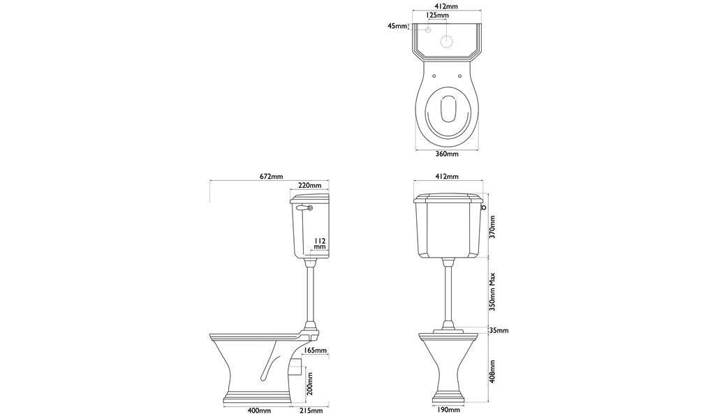 Hurlingham Highgate Low Level Traditional Toilet- WC, Cistern & Pan