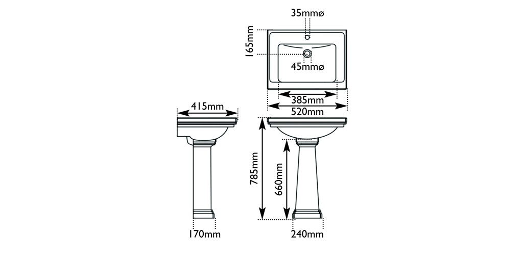 Hurlingham Highgate Ceramic Bathroom Wash Basin