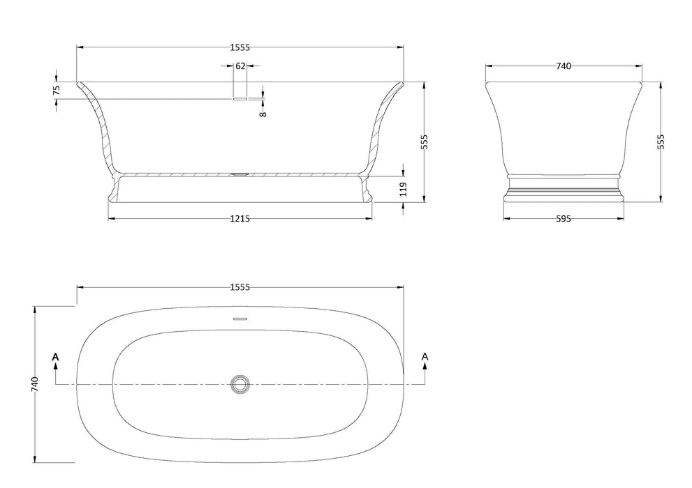 Double Ended Freestanding Bath & Push Button Waste