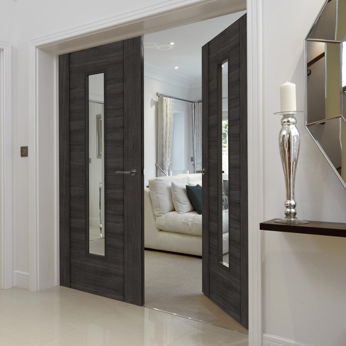 JB Kind Alabama Dark Grey Glazed Laminate Internal Door